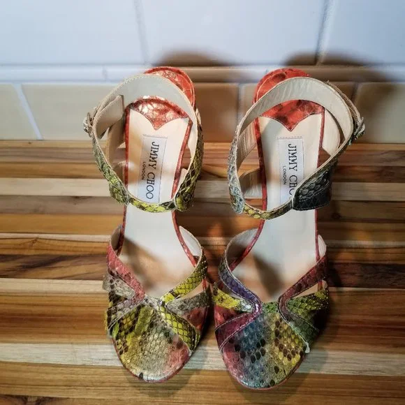 Jimmy Choo Snakeskin Heels size 38 1/2 (8.5 US) - Picture 5 of 13